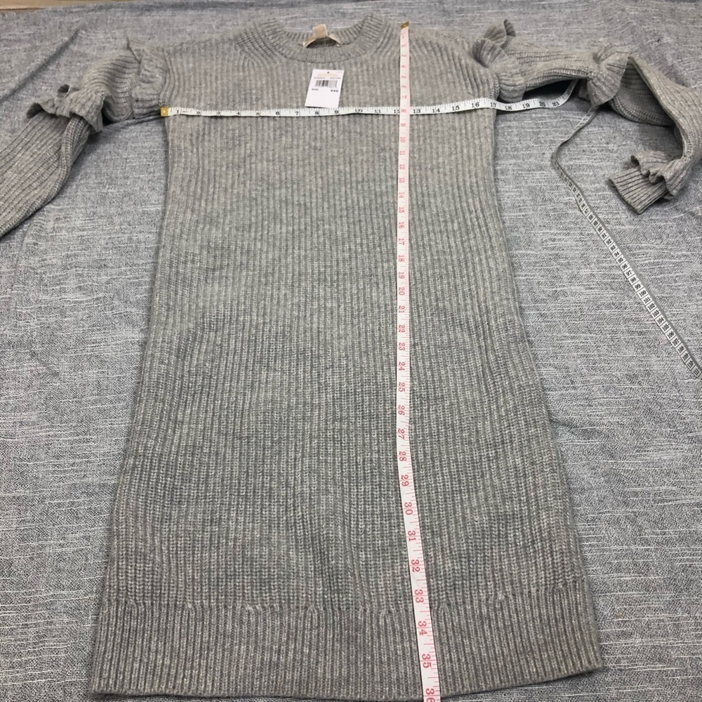 Michael Kors Ruffled Ribbed Sweater Dress Gray XXS - Picture 10 of 11